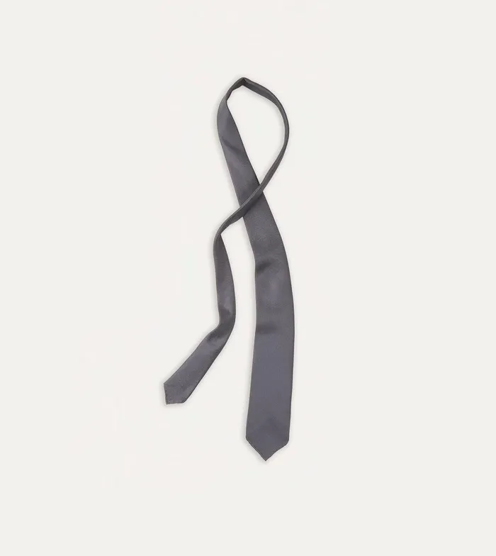 Drake039s Grey Silk Twill Hand Rolled Tie 8211 Ties