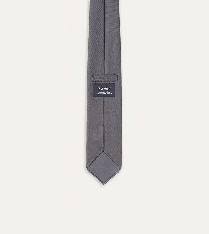 Drake039s Grey Silk Twill Hand Rolled Tie 8211 Ties