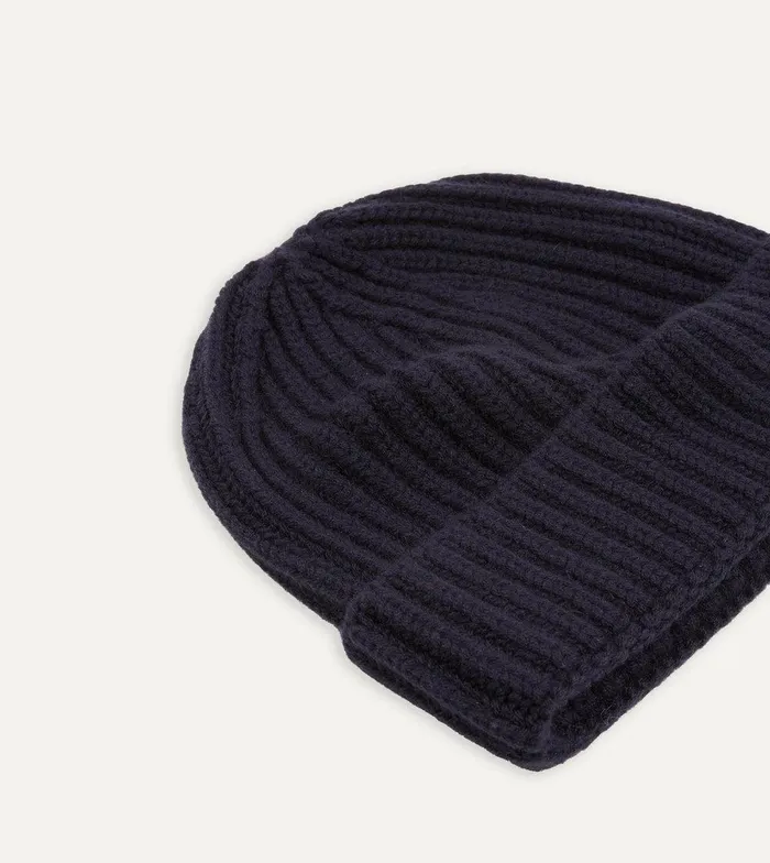 Drake039s Navy Cashmere Ribbed Knit Cap 8211 Accessories