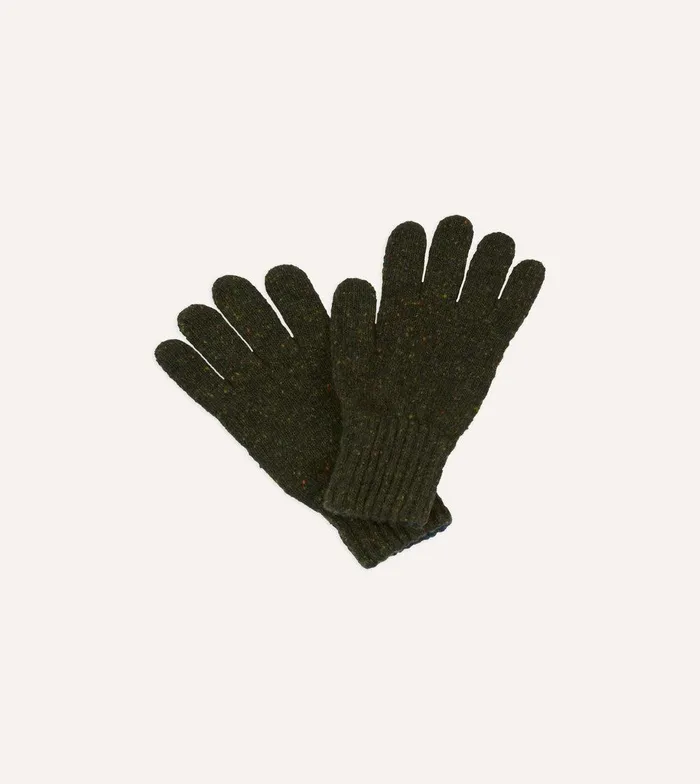 Drake039s Olive Green Merino Wool Knitted Gloves 8211 Accessories