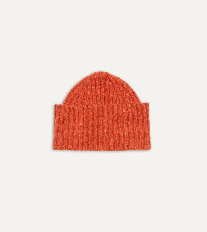 Drake039s Orange Donegal Ribbed Merino Knit Cap 8211 Accessories