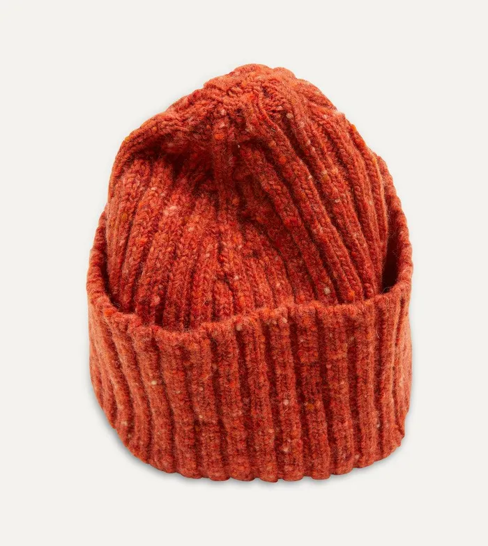 Drake039s Orange Donegal Ribbed Merino Knit Cap 8211 Accessories