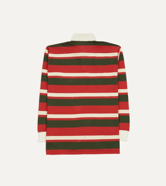Drake039s Red Green And Ecru Stripe Cotton Rugby Shirt 8211 Shirts
