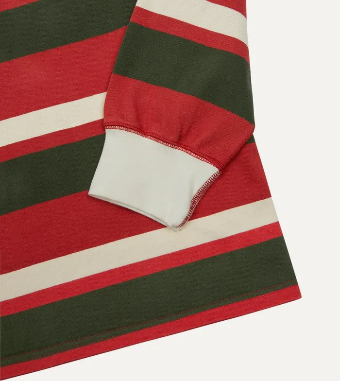 Drake039s Red Green And Ecru Stripe Cotton Rugby Shirt 8211 Shirts