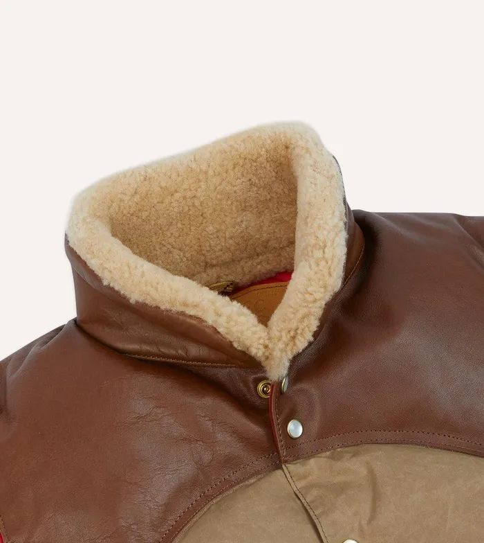 Drake039s Rocky Mountain Featherbed For Drake039s Brown Waxed Cotton Christy Down Vest With Shearling Collar 8211 Clothing