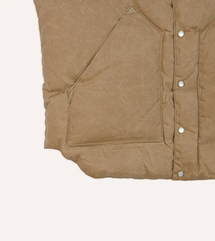 Drake039s Rocky Mountain Featherbed For Drake039s Brown Waxed Cotton Christy Down Vest With Shearling Collar 8211 Clothing