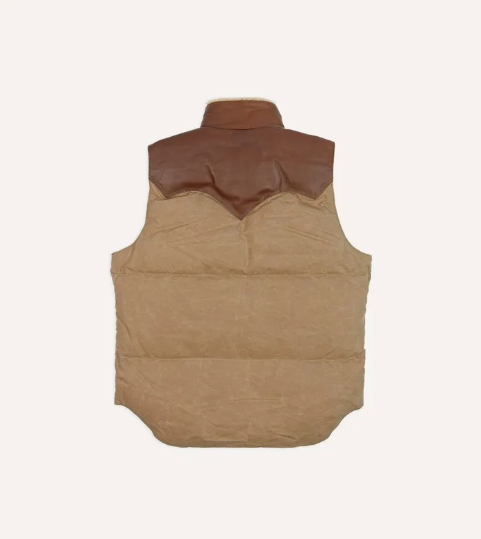 Drake039s Rocky Mountain Featherbed For Drake039s Brown Waxed Cotton Christy Down Vest With Shearling Collar 8211 Clothing