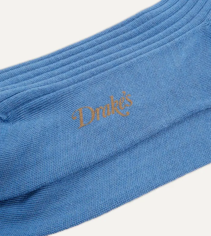 Drake039s Sky Blue Wool OvertheCalf Socks 8211 Accessories
