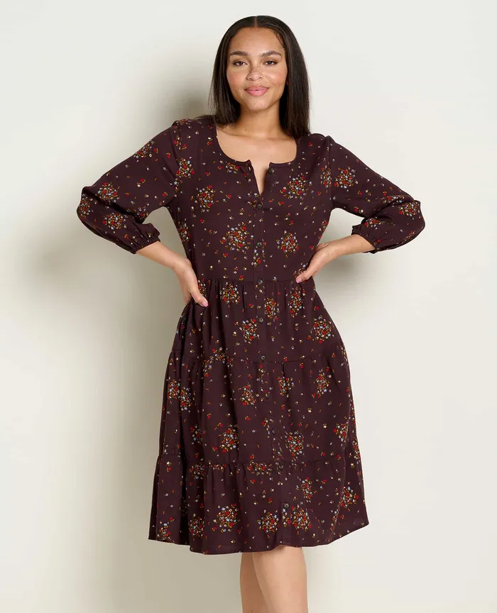 Dresses Manzana Tiered Long Sleeve Dress Carob Floral Print ToadandCo Women8217s Dresses Manzana Tiered Long Sleeve Dress Carob Floral Print ToadandCo Women8217s