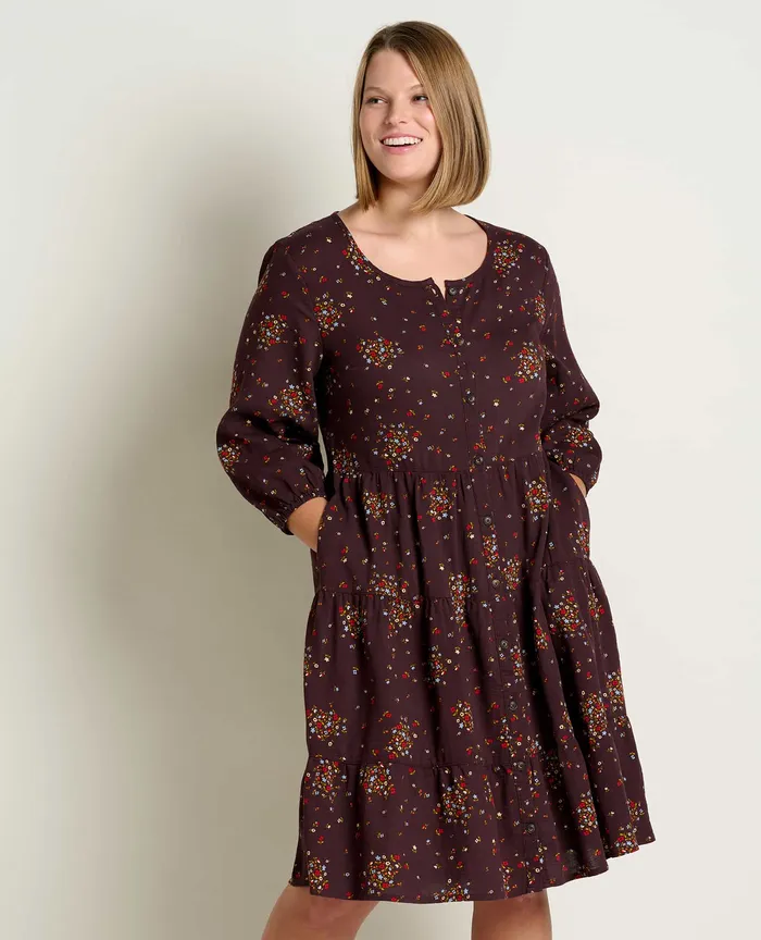 Dresses Manzana Tiered Long Sleeve Dress Carob Floral Print ToadandCo Women8217s