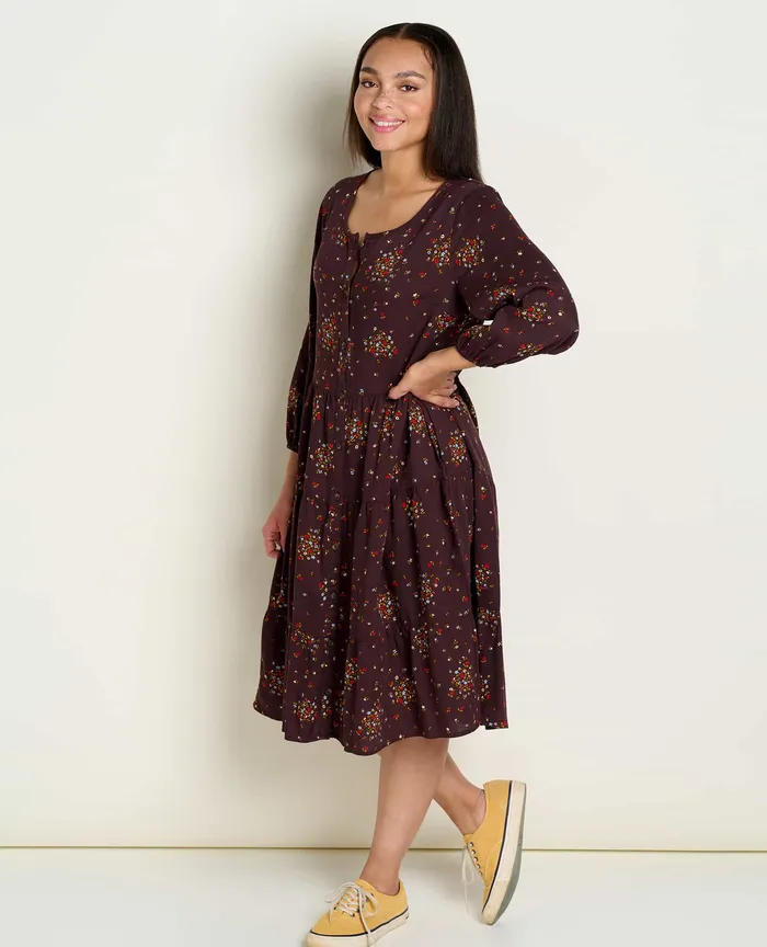 Dresses Manzana Tiered Long Sleeve Dress Carob Floral Print ToadandCo Women8217s