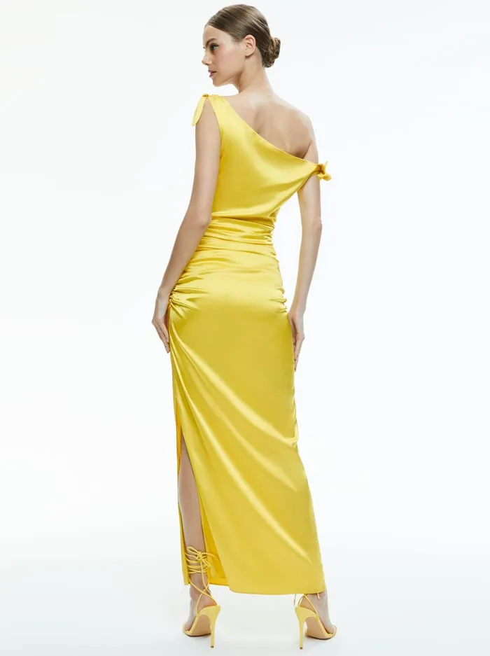 Dresses Women Alice Olivia Marilla Off The Shoulder Ruched Maxi Dress Happy Yellow