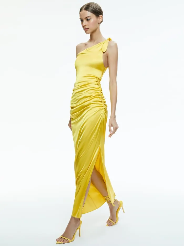 Dresses Women Alice Olivia Marilla Off The Shoulder Ruched Maxi Dress Happy Yellow