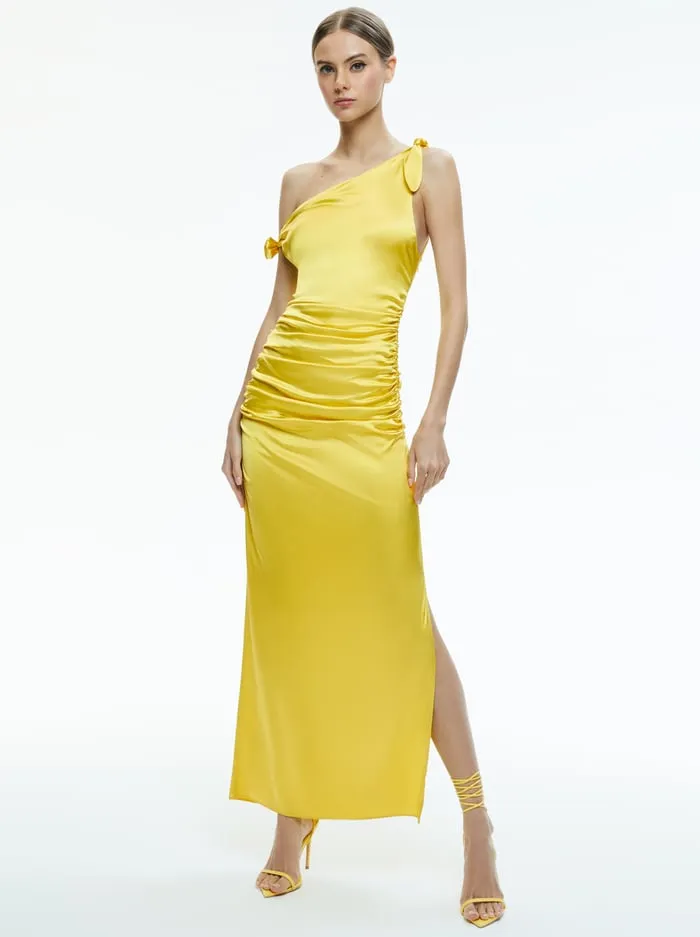 Dresses Women Alice Olivia Marilla Off The Shoulder Ruched Maxi Dress Happy Yellow