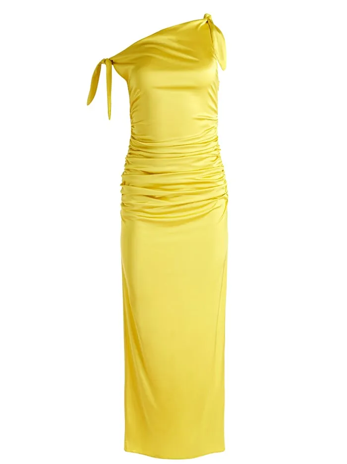 Dresses Women Alice Olivia Marilla Off The Shoulder Ruched Maxi Dress Happy Yellow