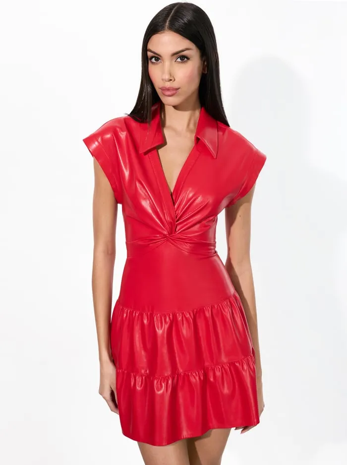 Dresses Women Alice Olivia Mila Vegan Mini Dress Bright Ruby