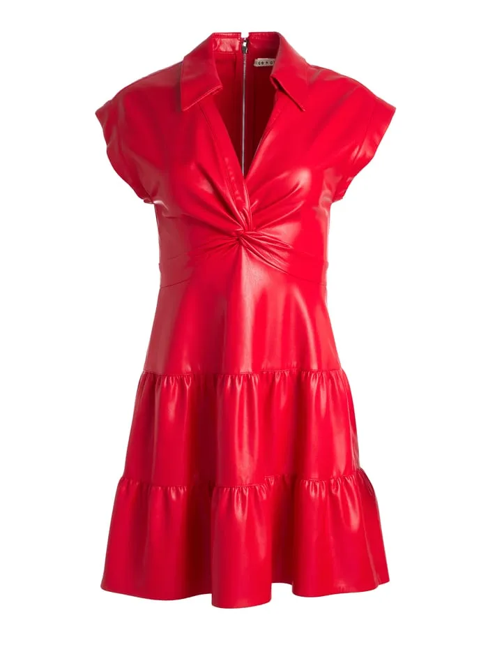 Dresses Women Alice Olivia Mila Vegan Mini Dress Bright Ruby