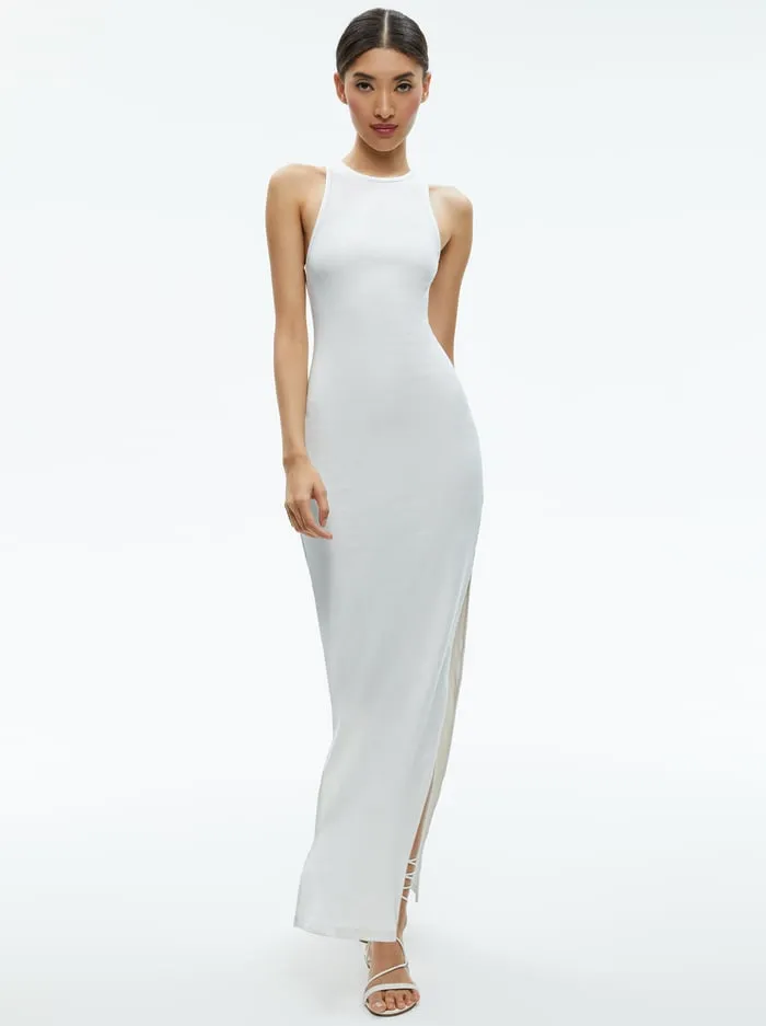 Dresses Women Alice Olivia Pania Racerback Ribbed Side Slit Maxi Dress Off White
