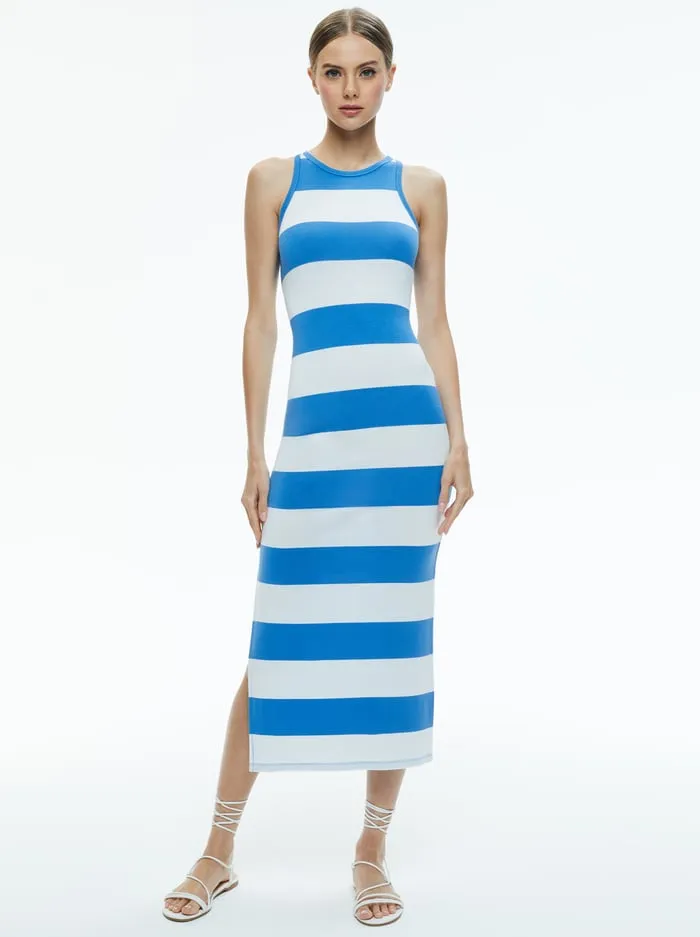 Dresses Women Alice Olivia Pania Racerback Side Slit Midi Dress French Blueoff White Dresses Women Alice Olivia Pania Racerback Side Slit Midi Dress French Blueoff White