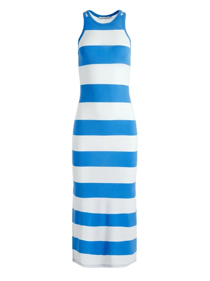 Dresses Women Alice Olivia Pania Racerback Side Slit Midi Dress French Blueoff White