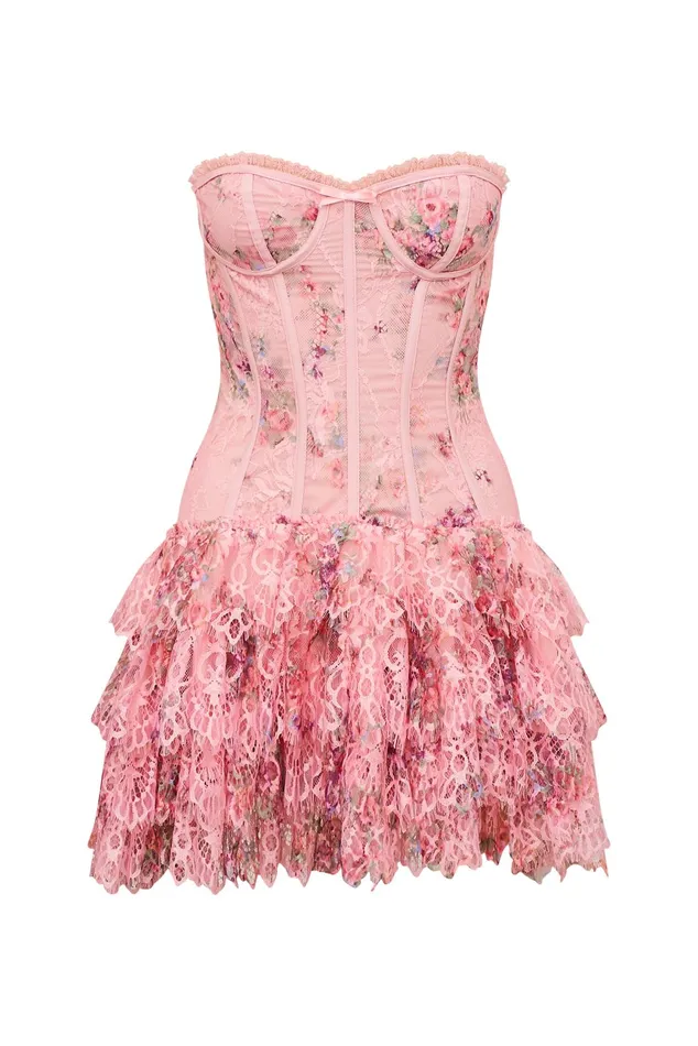 Dresses Women LoveShackFancy Carlene Lace Mini Dress Pink Dusk