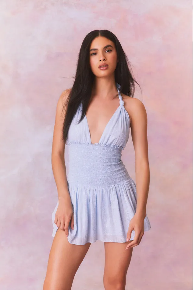 Dresses Women LoveShackFancy Luisetta Halter Mini Dress Moonstone