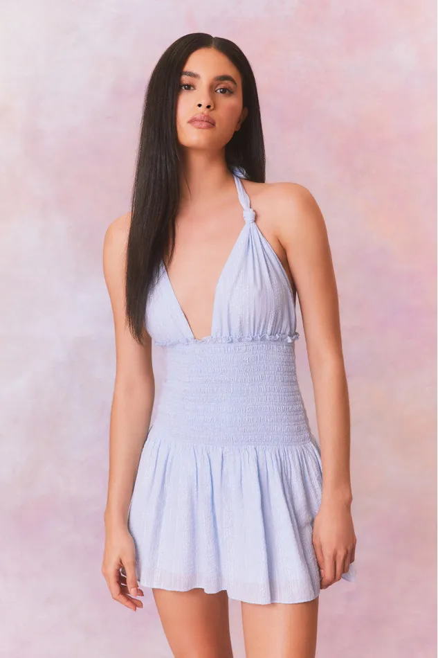 Dresses Women LoveShackFancy Luisetta Halter Mini Dress Moonstone
