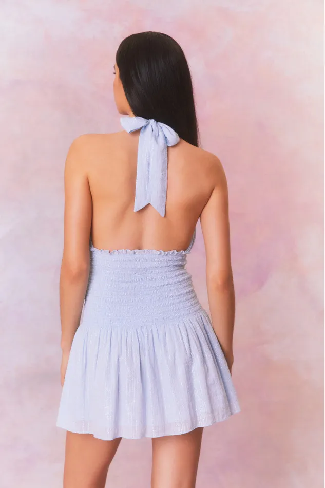Dresses Women LoveShackFancy Luisetta Halter Mini Dress Moonstone