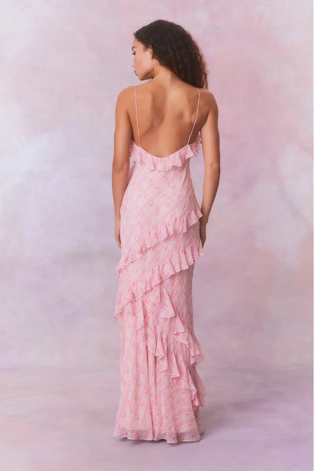 Dresses Women LoveShackFancy Rialto Fragrance Print Maxi Dress Strawberry Macaroon