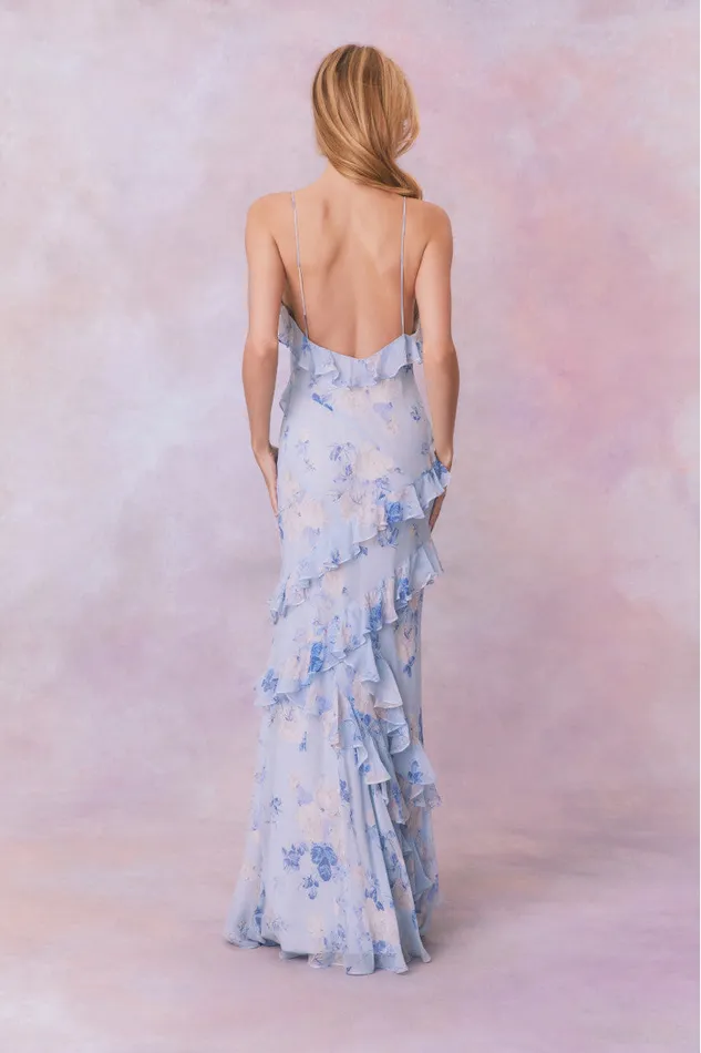 Dresses Women LoveShackFancy Rialto Fragrance Print Maxi Dress Whisper Blue