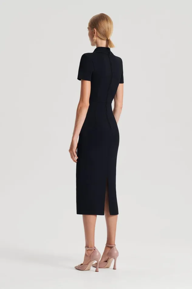 Dresses Women Scanlan Theodore CREPE KNIT COLLAR DRESS Black Dresses Women Scanlan Theodore CREPE KNIT COLLAR DRESS Black