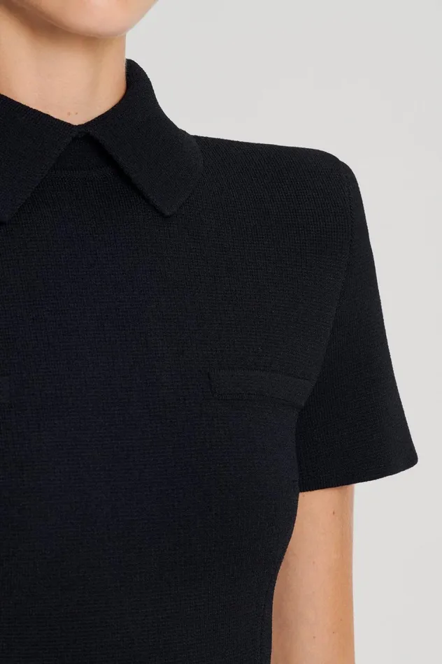 Dresses Women Scanlan Theodore CREPE KNIT COLLAR DRESS Black Dresses Women Scanlan Theodore CREPE KNIT COLLAR DRESS Black