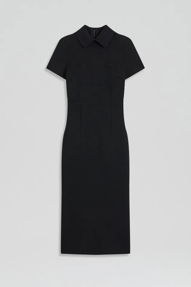 Dresses Women Scanlan Theodore CREPE KNIT COLLAR DRESS Black Dresses Women Scanlan Theodore CREPE KNIT COLLAR DRESS Black