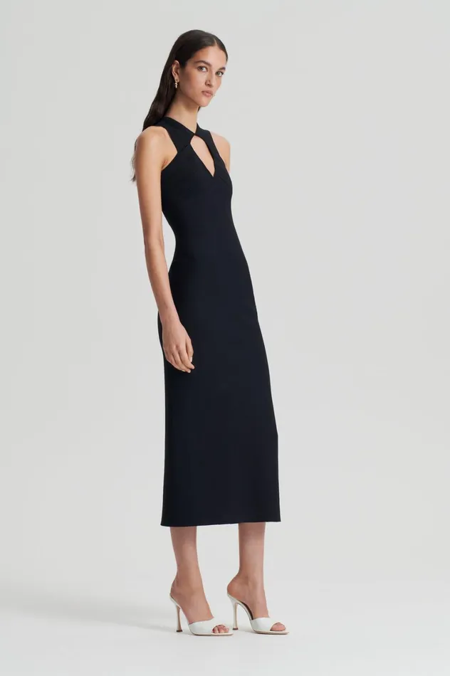 Dresses Women Scanlan Theodore CREPE KNIT STRAPPING DRESS Black Dresses Women Scanlan Theodore CREPE KNIT STRAPPING DRESS Black