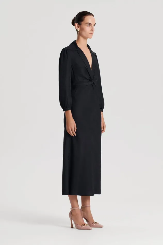 Dresses Women Scanlan Theodore SILK TURBAN TWIST DRESS Black Dresses Women Scanlan Theodore SILK TURBAN TWIST DRESS Black