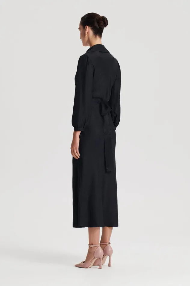 Dresses Women Scanlan Theodore SILK TURBAN TWIST DRESS Black Dresses Women Scanlan Theodore SILK TURBAN TWIST DRESS Black