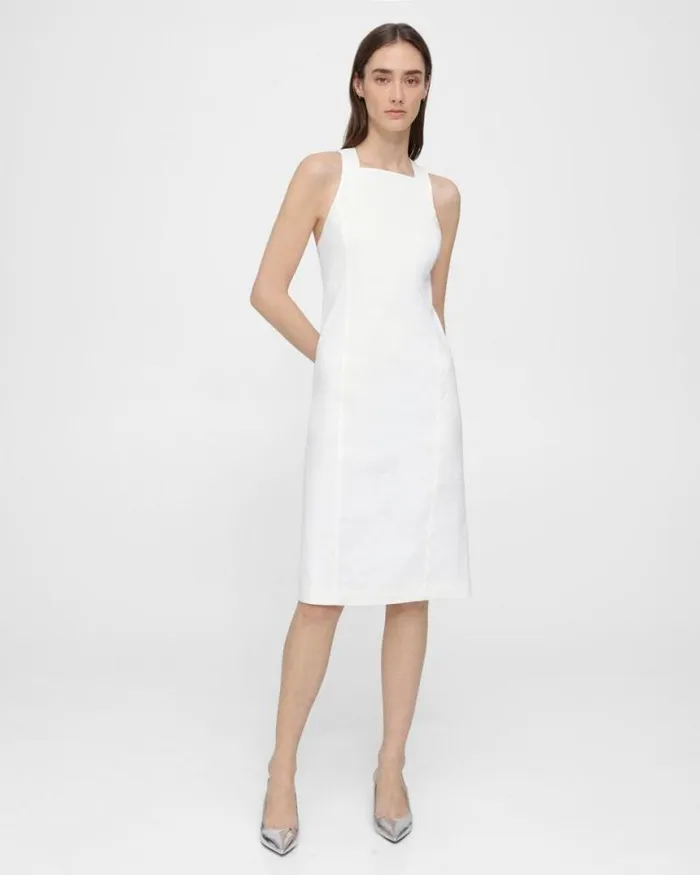 Dresses Women Theory Racerback Dress In Good Linen White