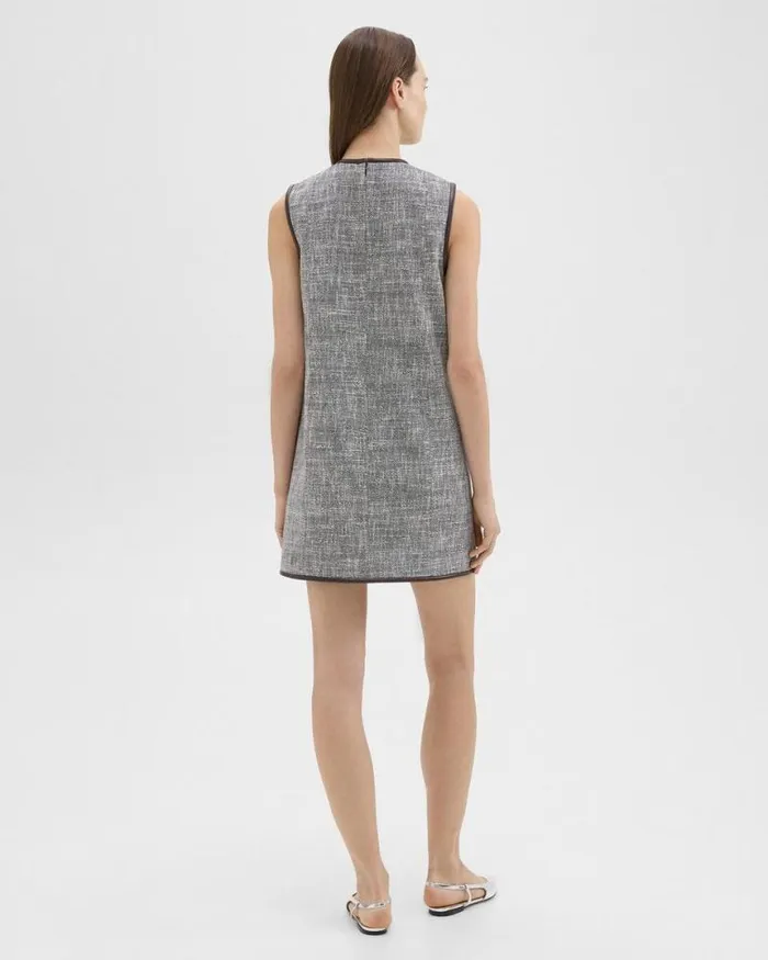 Dresses Women Theory Relaxed Sleeveless Dress In Canvas Tweed Coffeebrown Dresses Women Theory Relaxed Sleeveless Dress In Canvas Tweed Coffeebrown