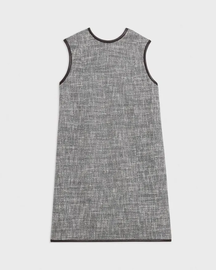 Dresses Women Theory Relaxed Sleeveless Dress In Canvas Tweed Coffeebrown Dresses Women Theory Relaxed Sleeveless Dress In Canvas Tweed Coffeebrown