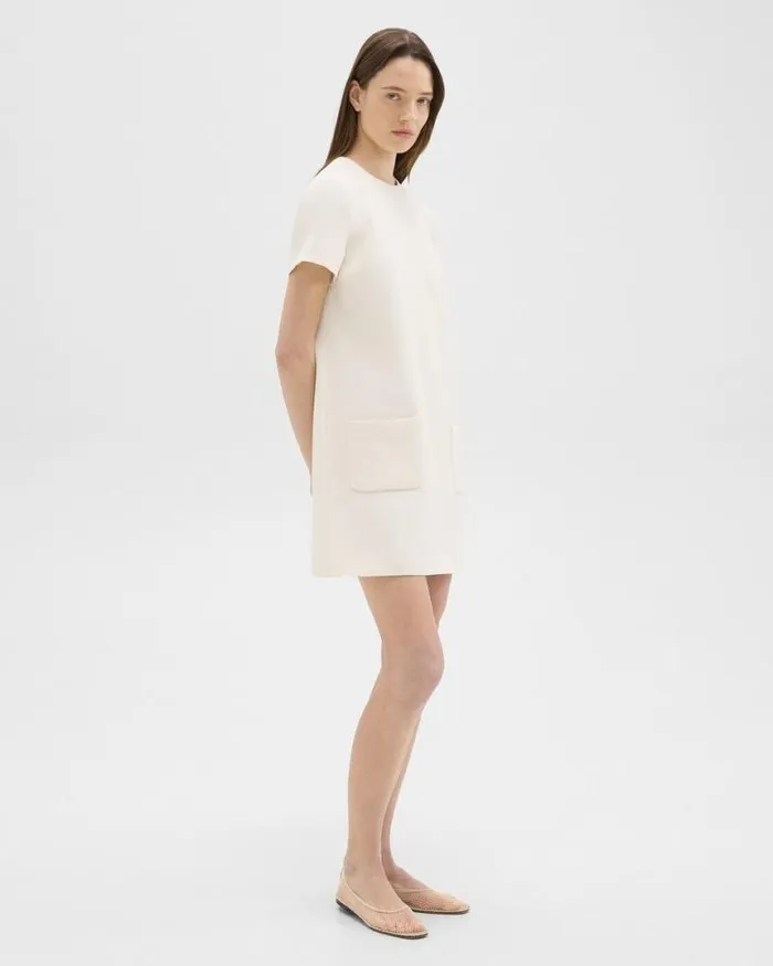 Dresses Women Theory ShortSleeve Mini Dress In Striped Admiral Crepe Rice