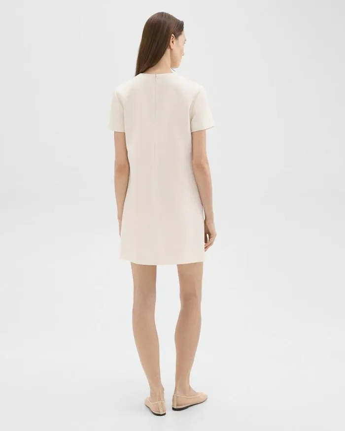 Dresses Women Theory ShortSleeve Mini Dress In Striped Admiral Crepe Rice