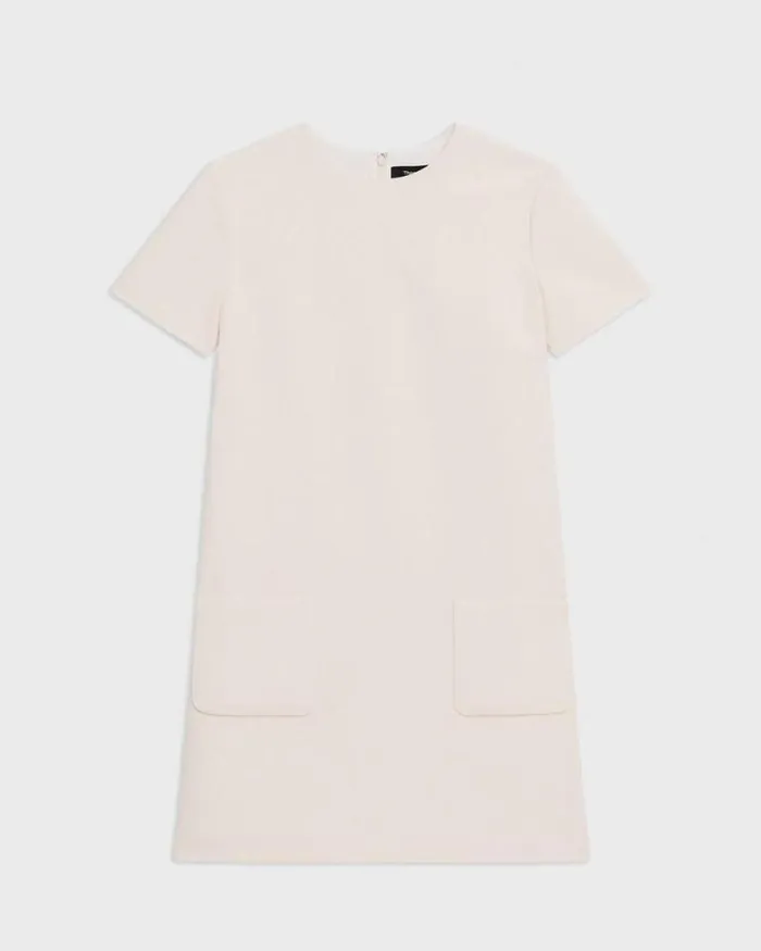 Dresses Women Theory ShortSleeve Mini Dress In Striped Admiral Crepe Rice