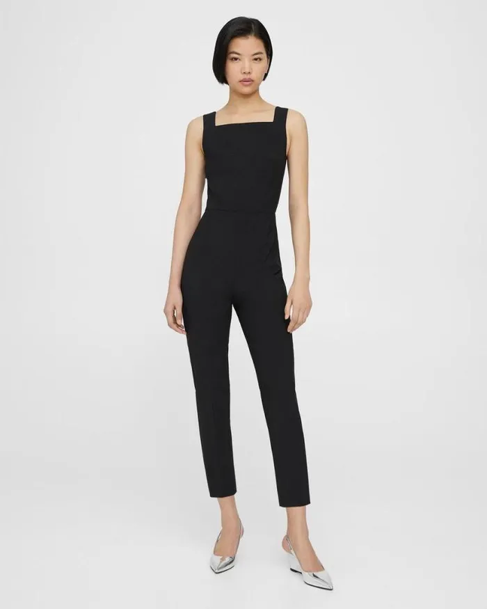 Dresses Women Theory Sleeveless Jumpsuit In Good Wool Black