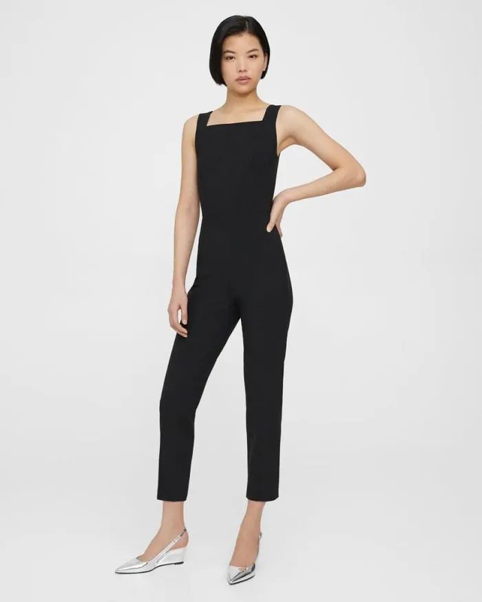 Dresses Women Theory Sleeveless Jumpsuit In Good Wool Black