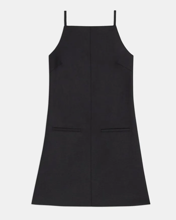 Dresses Women Theory Square Neck Dress In CottonBlend Black Dresses Women Theory Square Neck Dress In CottonBlend Black