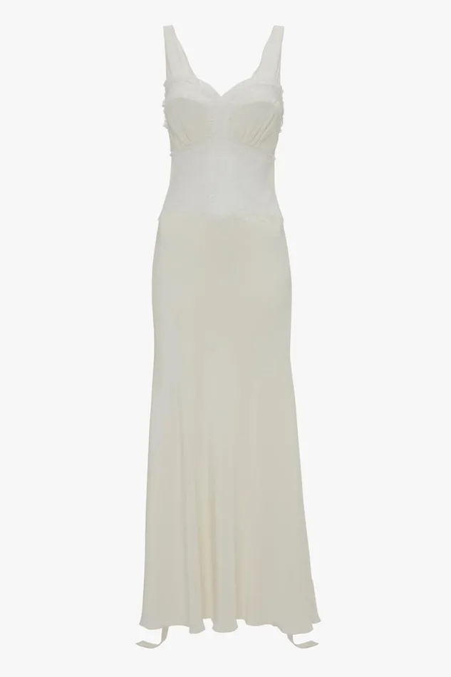Dresses Women Victoria Beckham Ruffle Detail Midi Dress In Ivory Dresses Women Victoria Beckham Ruffle Detail Midi Dress In Ivory