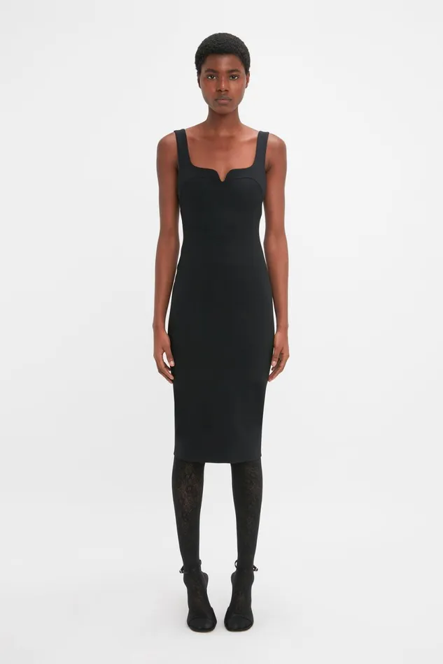 Dresses Women Victoria Beckham Sleeveless Fitted TShirt Dress In Black