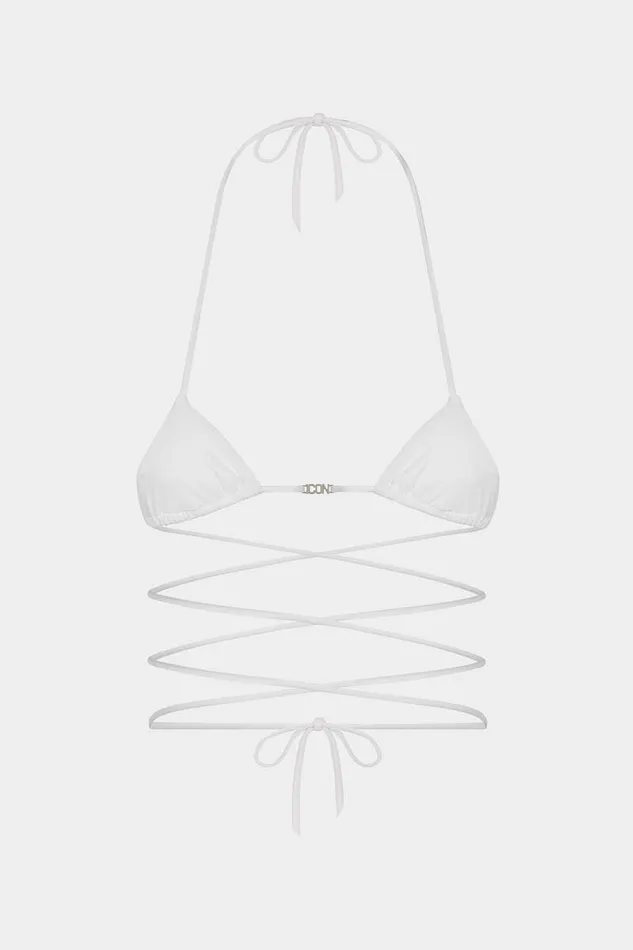 Dsquared2 Beachwear Icon Clubbing Bikini Triangle Top White 8211 Women