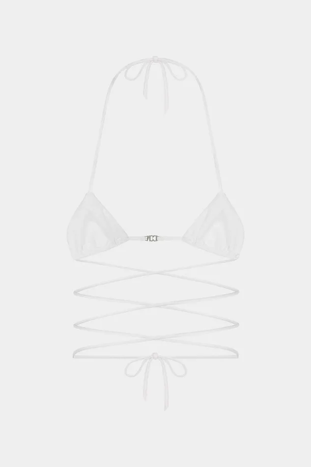 Dsquared2 Beachwear Icon Clubbing Bikini Triangle Top White 8211 Women