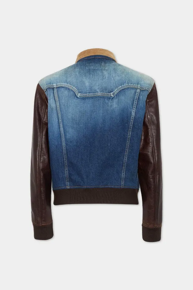 Dsquared2 Coats and Outerwear Medium Rusty Nail Wash LA College Jean Jacket Navy 8211 Men